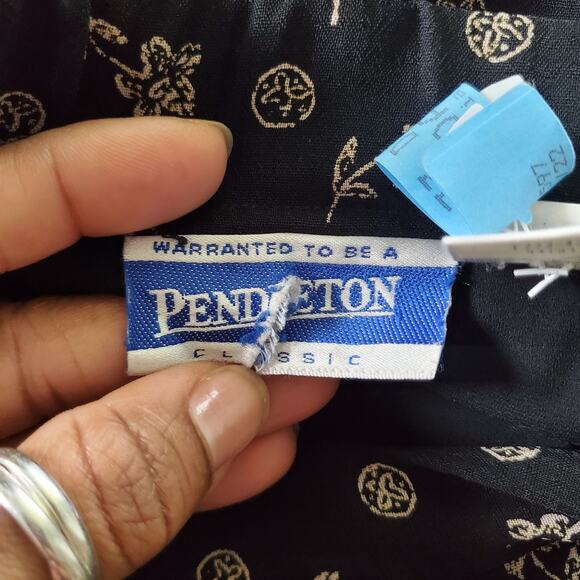 Pendleton Vintage Black Classic Floral Print Sheer Loose Fit Pants Size 14 - Picture 8 of 11